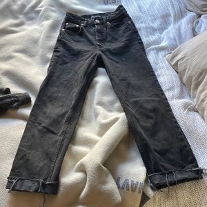 Zara black size 2 100% cotton straight leg jeans button fly//SOLD